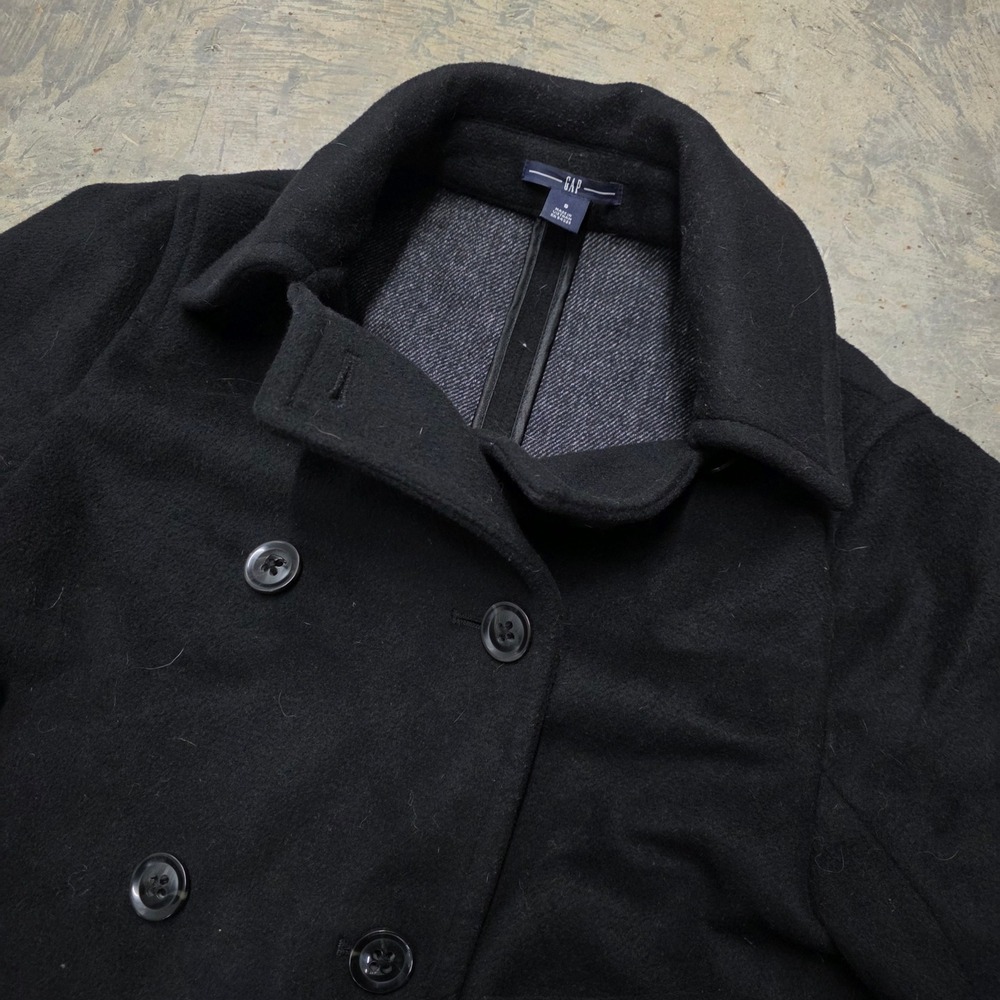 GAP Women Black‎ Double Breasted Wool Blend Peacoat Jacket Size M
